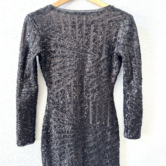 BCBG MaxAzria Morris Sequined Dress Size XS Black Cocktail - Picture 8 of 9